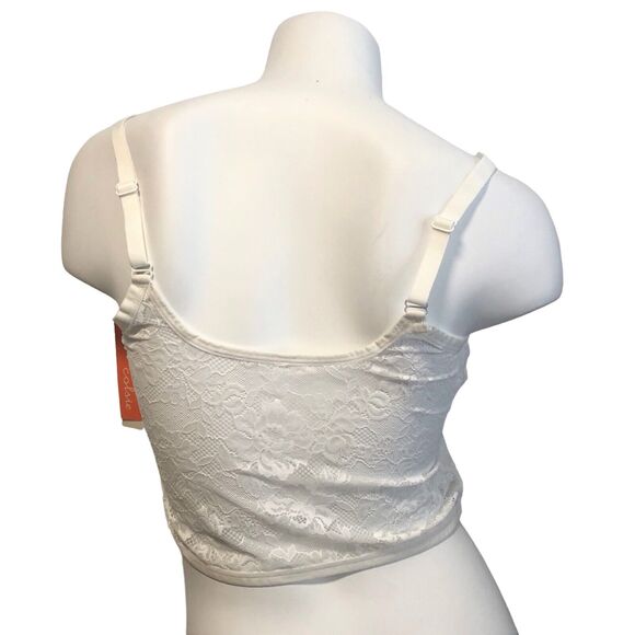 Colsie White Floral Lace Bralette Brami Crop Cami Cropped Tank Top XL 38DD 40D - Picture 6 of 10
